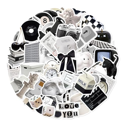61 Stück Sticker Schwarz Weiss Set,Vintage Wasserfeste Vinyl Aufkleber,Sticker Aesthetic für Scrapbooking,Graffiti Wasserfeste Aufkleber Deko,Kleine Aufkleber Für Teenager,für Laptop,Gepäck 61 Stück Sticker Schwarz Weiss Set,Vintage Wasserfeste Vinyl Aufkleber,Sticker Aesthetic für Scrapbooking,Graffiti Wasserfeste Aufkleber Deko,Kleine Aufkleber Für Teenager,für Laptop,Gepäck von Oykrueats