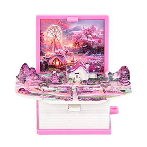 Oytrui 3D -Buch Keychain -Spielzeug, Faltbare Miniaturgebäude -Stressreliever mit Premium -Plastikmaterial für Girls Party Geburtstag (Pink Castle) von Oytrui