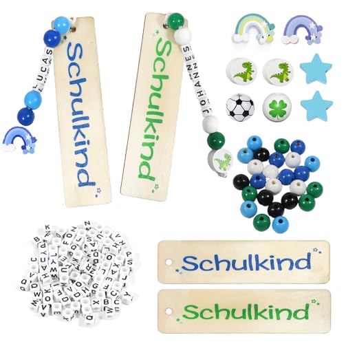 2 Sets Schulanfang DIY Personalisiertes Lesezeichen Jungen - Schulkind Holz Lesezeichen | A-Z Buchstaben Perlen | Dinosaurier Regenbogen Fußball Bedruckte Holzperlen, Geschenke zur Schultüte Inhalt 2 Sets Schulanfang DIY Personalisiertes Lesezeichen Jungen - Schulkind Holz Lesezeichen | A-Z Buchstaben Perlen | Dinosaurier Regenbogen Fußball Bedruckte Holzperlen, Geschenke zur Schultüte Inhalt von Ozagkad