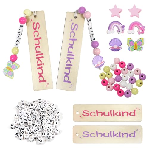 2 Sets Schulanfang DIY Personalisiertes Lesezeichen Mädchen - Schulkind Holz Lesezeichen | A-Z Buchstaben Perlen | Regenbogen Muschel Schmetterling Bedruckte Holzperlen, Geschenke zur Schultüte Inhalt 2 Sets Schulanfang DIY Personalisiertes Lesezeichen Mädchen - Schulkind Holz Lesezeichen | A-Z Buchstaben Perlen | Regenbogen Muschel Schmetterling Bedruckte Holzperlen, Geschenke zur Schultüte Inhalt von Ozagkad