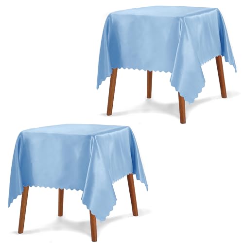 P Pothuiny Satin-Tischdecke, quadratisch, hellblau, 137 x 137 cm, 2 Stück, heller, glatter Stoff, Dekoration für Hochzeit, Bankett, Party, Essen P Pothuiny Satin-Tischdecke, quadratisch, hellblau, 137 x 137 cm, 2 Stück, heller, glatter Stoff, Dekoration für Hochzeit, Bankett, Party, Essen von P Pothuiny
