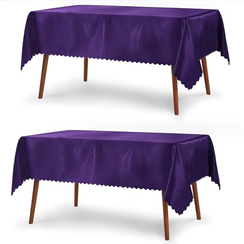 P Pothuiny Satin-Tischdecke, rechteckig, heller, glatter Stoff, Dekoration für Hochzeit, Bankett, Party, Esszimmer, 152,4 x 305,5 cm, Violett, 2 Stück von P Pothuiny