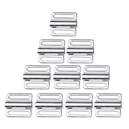 10 Paare Bikini Verschluß Stegbreite Metall Silber Bikiniverschluss für Badeanzug, BH - Silber, 9,5 mm von P Prettyia