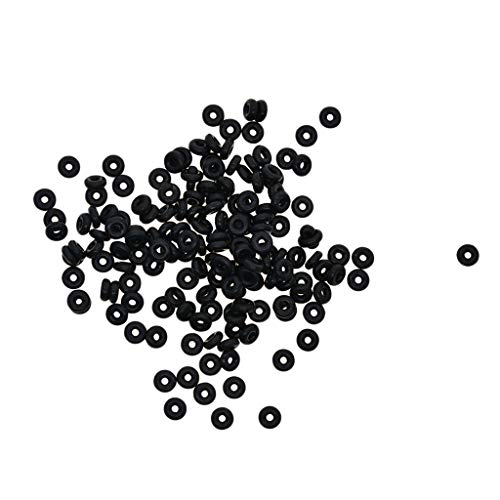 P Prettyia 100 Stück Silikon kautschuk Stopper Perlen Spacer Beads Perle Bastelperlen Dekoperlen zum Basteln Auffädeln Schmuckherstellung - Schwarz von P Prettyia