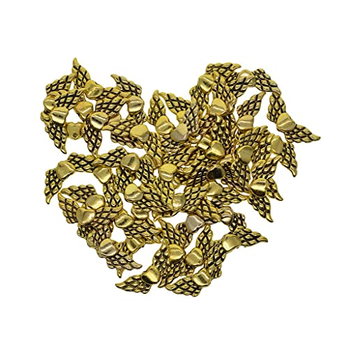 P Prettyia 50 Stück Antik Gold Metall Engel Flügel Herz Metallperlen Spacer Beads Perlen Zwischenperlen von P Prettyia
