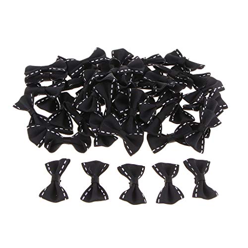 P Prettyia 50stk Mini Satinschleifen Bowknot Klein Satin Band Schleife 3,7×2cm für Handwerk, Hochzeit, Geschenk, Nähen - Schwarz P Prettyia 50stk Mini Satinschleifen Bowknot Klein Satin Band Schleife 3,7×2cm für Handwerk, Hochzeit, Geschenk, Nähen - Schwarz von P Prettyia