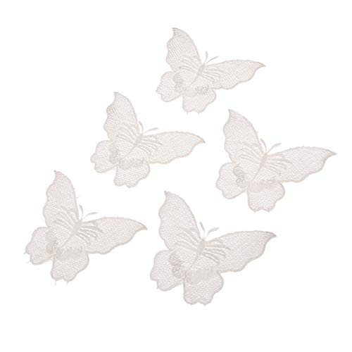 P Prettyia 5X Spitze Schmetterling Aufnäher Applikationen Patches Aufbügler Bügelbild Dekoration Applique 10,5x8 cm für DIY Kleidung Dekoration von P Prettyia