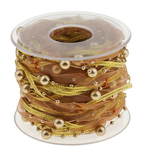 Prettyia 10 Meter Perlenband Perlenkette Tischdeko Dekoband Perlen Organzaband Hochzeit Deko Tischdeko - Gold, one Size Prettyia 10 Meter Perlenband Perlenkette Tischdeko Dekoband Perlen Organzaband Hochzeit Deko Tischdeko - Gold, one Size von P Prettyia