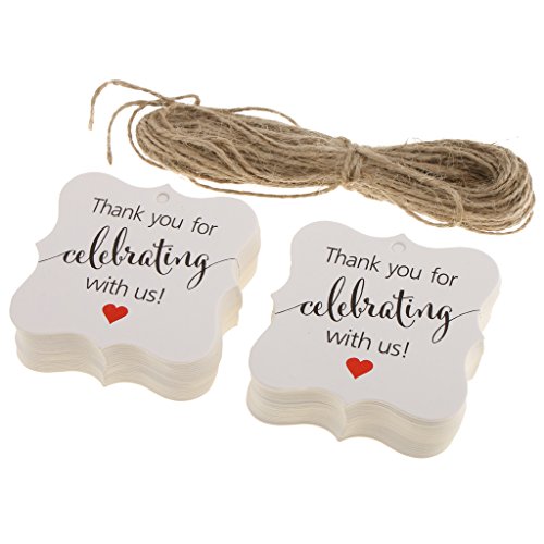 Prettyia 100 Stück Dankeschön-Anhänger mit Aufdruck “Thank you for celebrating with us”, Kraftpapier-Etiketten, Anhängeschildchen zum Selbermachen von P Prettyia