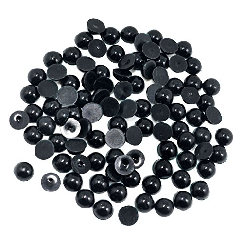 Schwarze Perlen mit flacher Rückseite halbrunde Perlen zum Verzieren Bateln Dekoreiren - 10mm 100pcs von P Prettyia