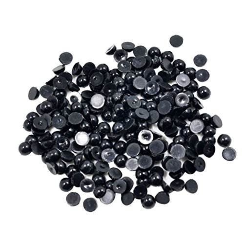 Schwarze Perlen mit flacher Rückseite halbrunde Perlen zum Verzieren Bateln Dekoreiren - 6mm 200pcs von P Prettyia