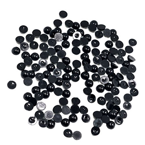 Schwarze Perlen mit flacher Rückseite halbrunde Perlen zum Verzieren Bateln Dekoreiren - 8mm 150pcs von P Prettyia