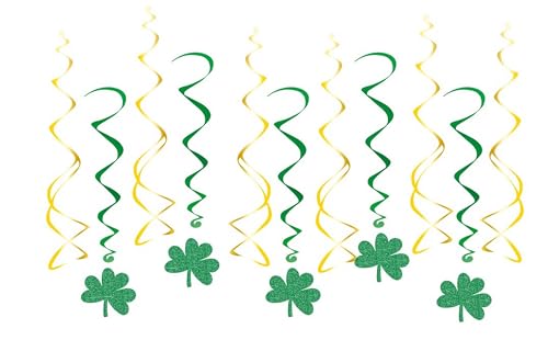 P'TIT CLOWN - 23236 Metallspirale zum Aufhängen Kleeblätter – 12 Stück – Ideal für St. Patricks Dekoration – Kunststoff – einfach anzubringen von P'tit Clown