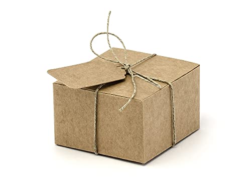 PartyDeco Geschenkbox mit Anhänger 6x3.5x5.5cm 10er Set Gastgeschenke Geschenkschachtel Hochzeit braun Packung 10 quadratische Schachteln für Süßigkeiten PartyDeco Geschenkbox mit Anhänger 6x3.5x5.5cm 10er Set Gastgeschenke Geschenkschachtel Hochzeit braun Packung 10 quadratische Schachteln für Süßigkeiten von PartyDeco