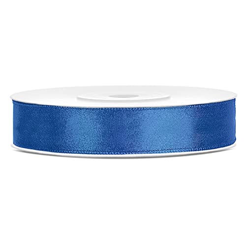 P&D Satinband 25m x 12mm Hochzeit DEKOBAND Geschenkband Antennenband Schleifenband, Farbe:Blau von P&D