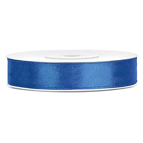 P&D Satinband 25m x 12mm Hochzeit DEKOBAND Geschenkband Antennenband Schleifenband, Farbe:Blau von Beichi