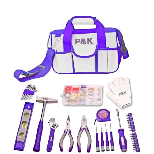 P & K 141-teiliges lila Werkzeugset mit praktischer Tasche | Perfekt für präzise Reparaturen & DIY-Projekte in stilvollem Design von P&K