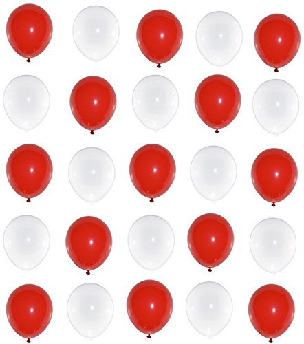 50 Premium Luftballons rot/weiß Markenqualität Helium Ballongas geeignet Naturlatex 100% giftfrei Geburtstagsparty Hochzeit Partyballon bunte Ballons Weihnachten Silvester von P&S events