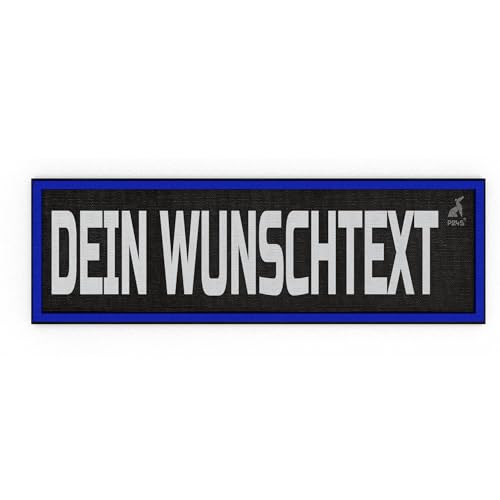 P24S personalisiertes Klett-Patch mit Wunschtext und Wunschfarbe – für Kleidung, Rucksäcke, Hundegeschirr, Outdoor-aktivitäten – bestickter Rand (Blau, 160x50 mm) von P24S