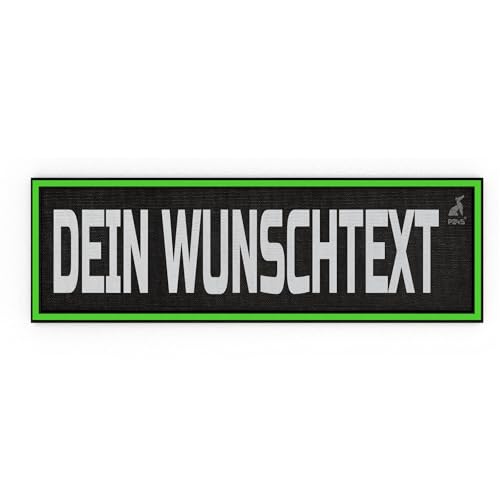 P24S personalisiertes Klett-Patch mit Wunschtext und Wunschfarbe – für Kleidung, Rucksäcke, Hundegeschirr, Outdoor-aktivitäten – bestickter Rand (Neon Grün, 160x50 mm) von P24S