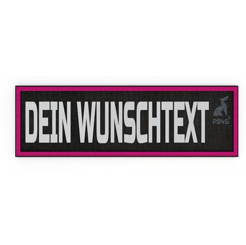 P24S personalisiertes Klett-Patch mit Wunschtext und Wunschfarbe – für Kleidung, Rucksäcke, Hundegeschirr, Outdoor-aktivitäten – bestickter Rand (Neon Pink, 110x30 mm) von P24S