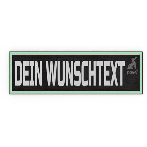 P24S personalisiertes Klett-Patch mit Wunschtext und Wunschfarbe – für Kleidung, Rucksäcke, Hundegeschirr, Outdoor-aktivitäten – bestickter Rand (Phosphoreszierend, 110x30 mm) von P24S