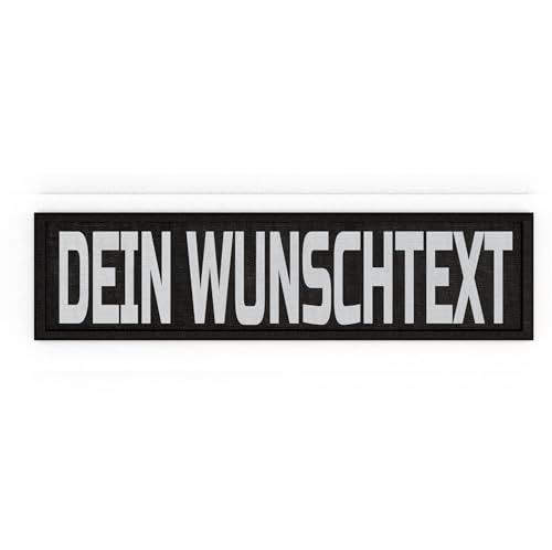 P24S personalisiertes Klett-Patch mit Wunschtext und Wunschfarbe – für Kleidung, Rucksäcke, Hundegeschirr, Outdoor-aktivitäten – bestickter Rand (Schwarz, 100x25 mm) von P24S