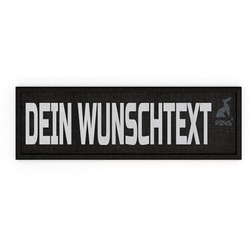 P24S personalisiertes Klett-Patch mit Wunschtext und Wunschfarbe – für Kleidung, Rucksäcke, Hundegeschirr, Outdoor-aktivitäten – bestickter Rand (Schwarz, 110x30 mm) von P24S