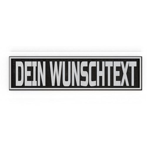P24S personalisiertes Klett-Patch mit Wunschtext und Wunschfarbe – für Kleidung, Rucksäcke, Hundegeschirr, Outdoor-aktivitäten – bestickter Rand (Weiß, 100x25 mm) von P24S
