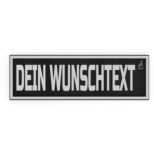P24S personalisiertes Klett-Patch mit Wunschtext und Wunschfarbe – für Kleidung, Rucksäcke, Hundegeschirr, Outdoor-aktivitäten – bestickter Rand (Weiß, 160x50 mm) von P24S