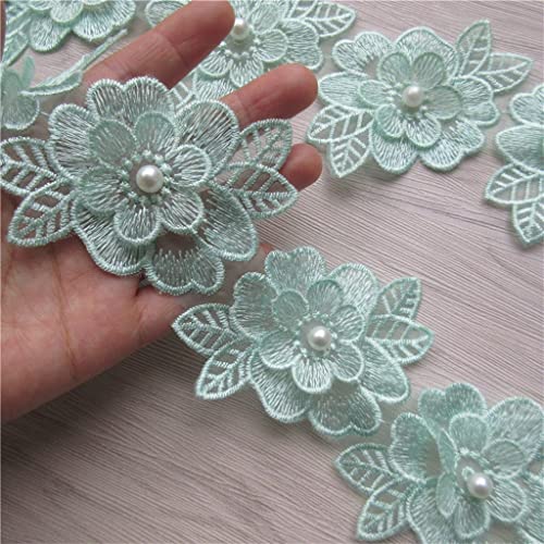 Perlenblume bestickte Spitzenkante Band Stoff Patchwork Hochzeitskleid DIY Nähzubehör Handwerk (Farbe: Grün, Größe: Einheitsgröße) (Grün, Einheitsgröße) von P9IDEDFH