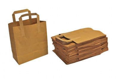 PAC Supplies Global Große Papiertüten mit Griffen für Mitnehmen, Mittagessen und Partys (200 Stück) von PAC Supplies Global