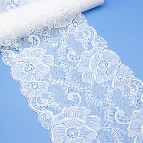 PACIOCEAN Weißes Spitzenband, 18 cm x 4,6 m, Blumenmuster für Bastelarbeiten, Hochzeitsdekoration, Geschenkverpackungen PACIOCEAN Weißes Spitzenband, 18 cm x 4,6 m, Blumenmuster für Bastelarbeiten, Hochzeitsdekoration, Geschenkverpackungen von PACIOCEAN