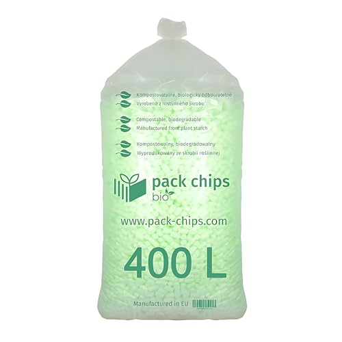 PACK CHIPS bio Verpackungschips Füllmaterial 400 L - Antistatische Polsterchips - Füllmaterial für Pakete - Verpackungsmaterial BIO - 100% Natürlich Abbaubar aus Stärke PACK CHIPS bio Verpackungschips Füllmaterial 400 L - Antistatische Polsterchips - Füllmaterial für Pakete - Verpackungsmaterial BIO - 100% Natürlich Abbaubar aus Stärke von PACK CHIPS bio