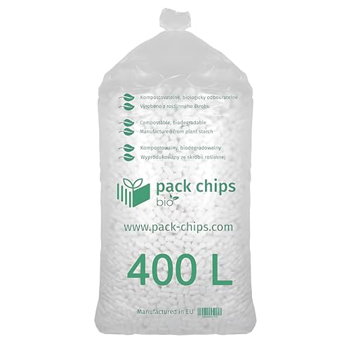 PACK CHIPS bio Verpackungschips Füllmaterial 400 L - Antistatische Polsterchips - Füllmaterial für Pakete - Verpackungsmaterial BIO - 100% Natürlich Abbaubar aus Stärke PACK CHIPS bio Verpackungschips Füllmaterial 400 L - Antistatische Polsterchips - Füllmaterial für Pakete - Verpackungsmaterial BIO - 100% Natürlich Abbaubar aus Stärke von PACK CHIPS bio