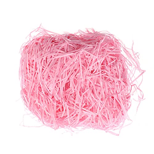 200g Geschreddertes Seidenpapier Raffia Hamper Shreds Bast-Gras Füllmaterial für Körbe, Geschenkbox-Füllpapier, Korbgras, Partybedarf, DIY und Geschenkverpackung für Geschenkbox Dekorations(Pink) von STRBOXONG