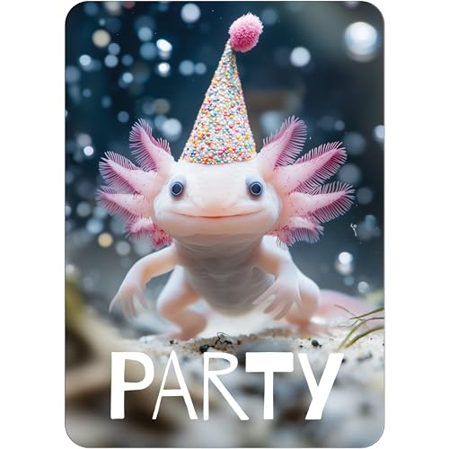 PACKLIST® Einladungskarten Axolotl-Party – 12x Perfekte Geburtstagseinladungen – Einladungskarten für Jungen & Mädchen, ideal für eine süße und unvergessliche Unterwasser-Feier! von PACKLIST