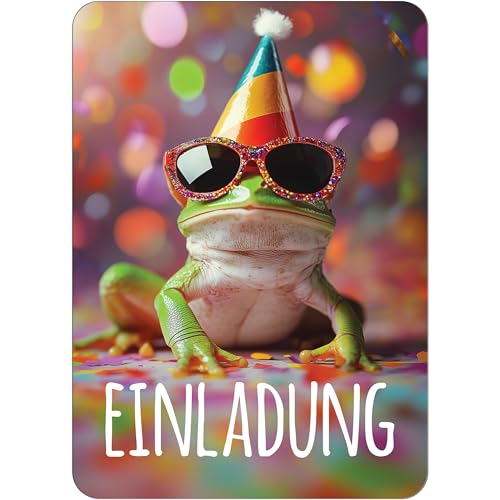 PACKLIST® Einladungskarten Geburtstag – 12x Einladungskarten Frosch für Ihre Feier – Lustige Einladungskarten Kindergeburtstag, Motto-Partys und besondere Anlässe Unvergessliche! von PACKLIST