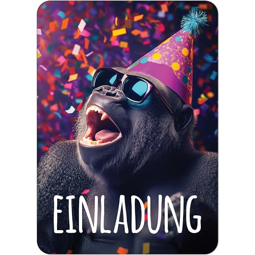 PACKLIST® Einladungskarten Geburtstag – 12x Einladungskarten Gorilla für Ihre Feier – Lustige Einladungskarten Kindergeburtstag, Motto-Partys und besondere Anlässe Unvergessliche! von PACKLIST