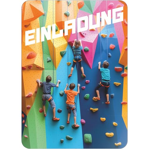PACKLIST® Klettern Einladungskarten Kindergeburtstag Junge Mädchen, 12x Einladung Klettern für Kletterhalle – für deine actionreiche KLETTER-PARTY! Mit diesen Einladungen wird jede Feier ein Erfolg! von PACKLIST