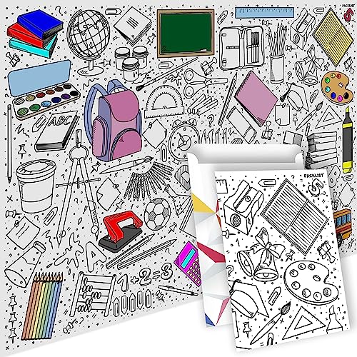PACKLIST® Papier-Tischdecke Schule zum Ausmalen, Schultischdecke, Ausmalbilder Schule Kinder, Schulanfang Geschenk Kinder, Basteln Schule, Mal Mich Bunt XXL! von PACKLIST