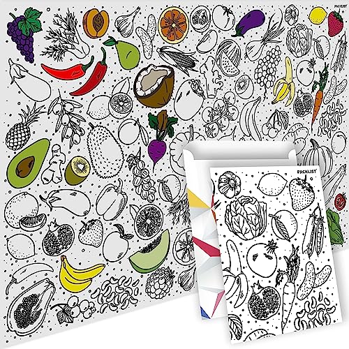 PACKLIST® XXL-Poster zum Ausmalen, Obst, Aktivitäten für Kinder, die stundenlang Spaß haben – Entdecken Sie Aromen, Farben und Formen mit dieser Kreativität für alle. von PACKLIST