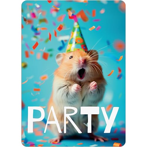 PACKLIST® Geburtstags- und Party-Einladungskarten – 12 personalisierbare Einladungskarten mit Hamster-Design für deine Feier! Mit diesen Einladungen wird jede Party ein Erfolg. Let’s PARTY! von PACKLIST