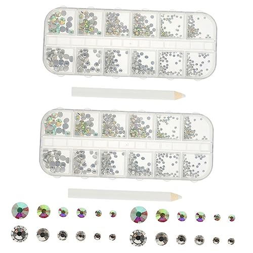 2 Sätze Flatback Strasssteine für Nageldesign mit Ab Farben Dotting Pen Diy Nail Art Handwerksprojekte und Dekorationen von PACKOVE