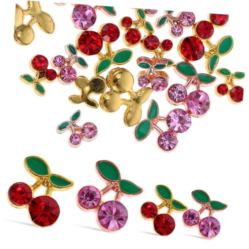 5 Sätze Kirsch Nagelcharms Für Damen Diy Nagelschmuck Mit Strasssteinen Für Natürliche Und Künstliche Nägel Maniküren 32 Stück * 5 von PACKOVE