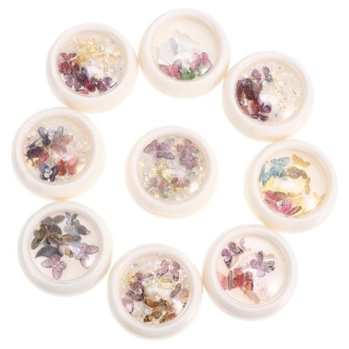 PACKOVE 1 Satz Nagel-schmetterlings-ornamente Nageldekorationen Für Gelnägel Klein Schmetterlingsnägelzauber Bunt Nagel Charms Schwarz Schmetterlinge Nagelstecker Schmuck Metall 9boxen von PACKOVE