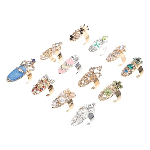 PACKOVE 1 Satz Nagelkunst Ringe Damen Schmuck Wasserfeste Nagelkunst Deko Stilvolle Maniküre Charms Für Partys Hochzeiten Und Festivals 12 Stück von PACKOVE