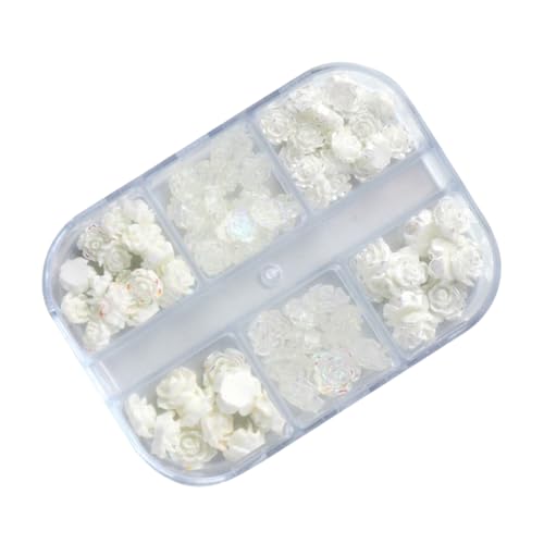 PACKOVE 1 Schachtel Nail-art-zubehör Nagelblumenzubehör Nagelkunstblume Nagelblume Charme Maniküre-blumenstecker Nagelblume Kamelie Nagelblumenkameliendekoration Nagel Blume Harz Weiß von PACKOVE
