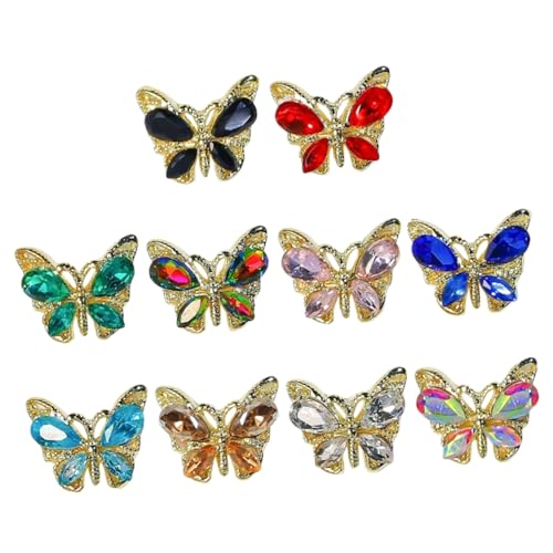 PACKOVE 10 Stück Schmetterlings Nail Charms Glitzernde Maniküre Dekoration für Kreative Nagelkunst für Diy Nageldesigns und Vielseitige Anwendungen von PACKOVE