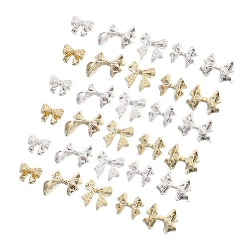 PACKOVE 100 Stück Metall Schleifen Charms Bow Tie Nail Decoration Flacher Rücken für Acryl Nägel Robuste Legierung Nagelkunst Zubehör für Frauen Mädchen Maniküre Scrapbooking von PACKOVE